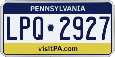 PA license plate LPQ2927