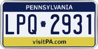 PA license plate LPQ2931