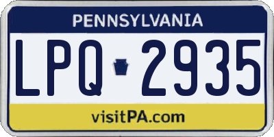 PA license plate LPQ2935