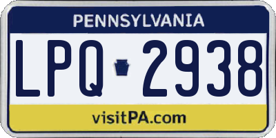 PA license plate LPQ2938