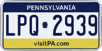 PA license plate LPQ2939