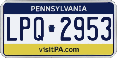 PA license plate LPQ2953