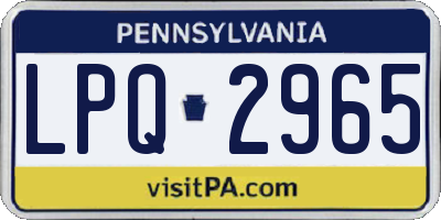 PA license plate LPQ2965