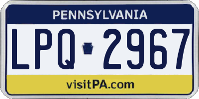 PA license plate LPQ2967