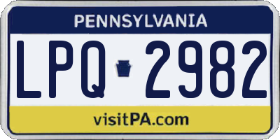 PA license plate LPQ2982