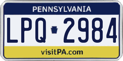 PA license plate LPQ2984