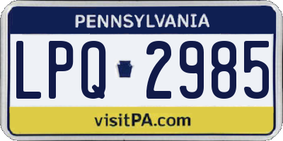 PA license plate LPQ2985