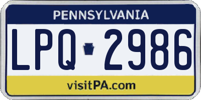 PA license plate LPQ2986