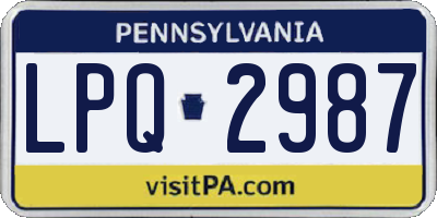 PA license plate LPQ2987