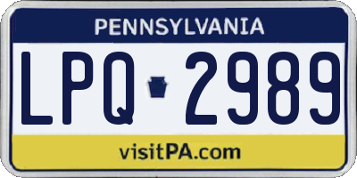 PA license plate LPQ2989