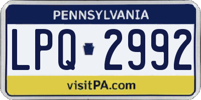 PA license plate LPQ2992
