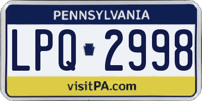 PA license plate LPQ2998