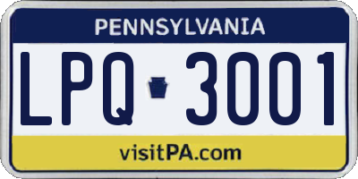 PA license plate LPQ3001