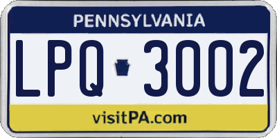 PA license plate LPQ3002