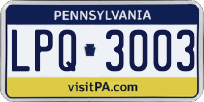 PA license plate LPQ3003