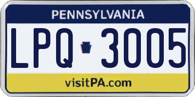 PA license plate LPQ3005