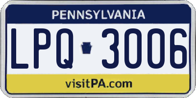 PA license plate LPQ3006