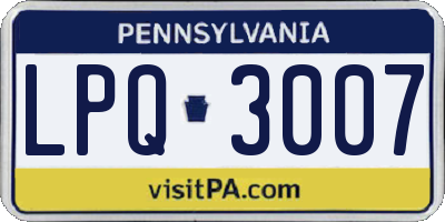 PA license plate LPQ3007