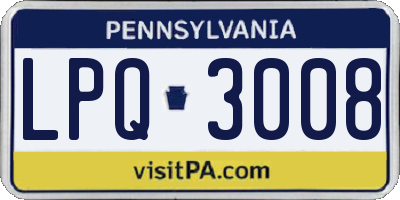 PA license plate LPQ3008