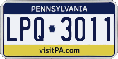 PA license plate LPQ3011