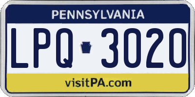 PA license plate LPQ3020