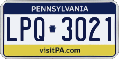 PA license plate LPQ3021