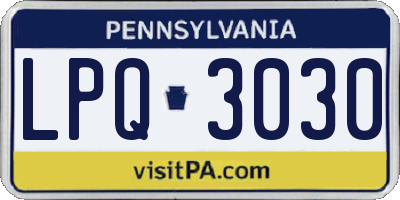 PA license plate LPQ3030