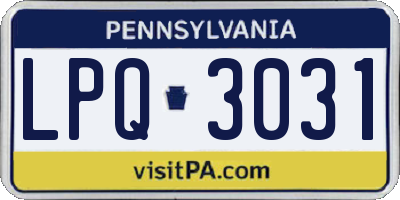 PA license plate LPQ3031