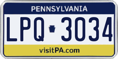 PA license plate LPQ3034