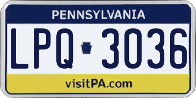 PA license plate LPQ3036