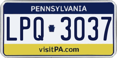 PA license plate LPQ3037