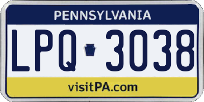 PA license plate LPQ3038