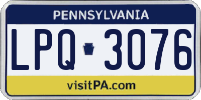 PA license plate LPQ3076