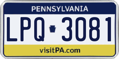 PA license plate LPQ3081
