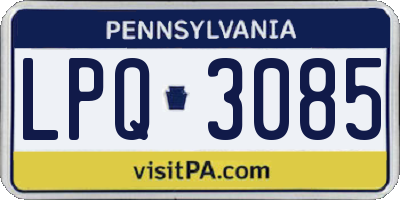 PA license plate LPQ3085