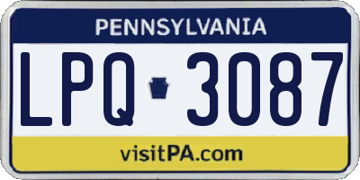 PA license plate LPQ3087