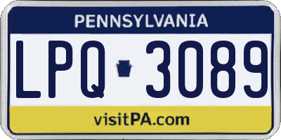 PA license plate LPQ3089