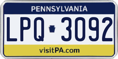 PA license plate LPQ3092