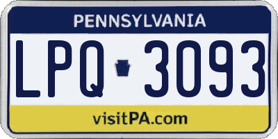 PA license plate LPQ3093