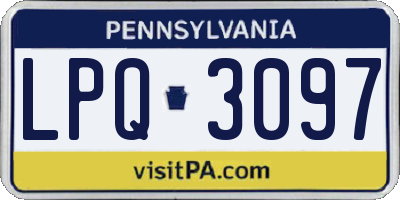 PA license plate LPQ3097