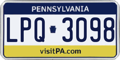 PA license plate LPQ3098