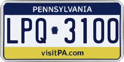 PA license plate LPQ3100