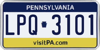 PA license plate LPQ3101