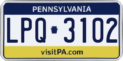 PA license plate LPQ3102