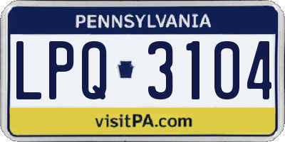 PA license plate LPQ3104