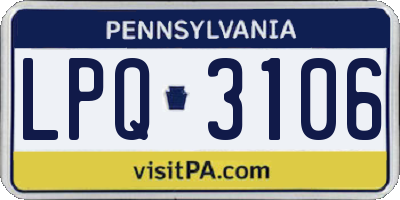 PA license plate LPQ3106