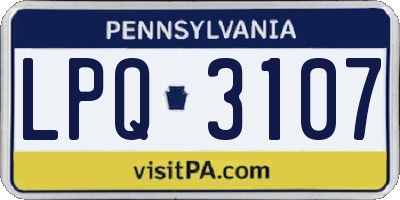PA license plate LPQ3107