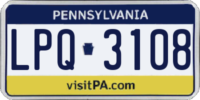 PA license plate LPQ3108