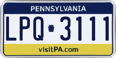 PA license plate LPQ3111