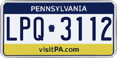 PA license plate LPQ3112
